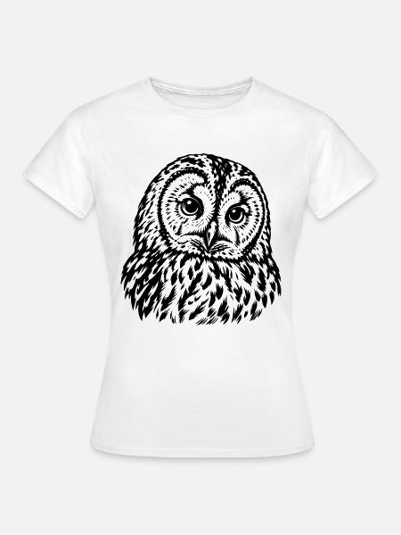 Waldkauz – Detailliertes Schwarz Weiß Porträt - Frauen T-Shirt - Weiß