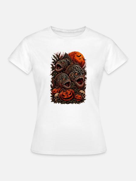 halloween-piranha-horror-monster-tshirt-pumpkin - Frauen T-Shirt - Weiß