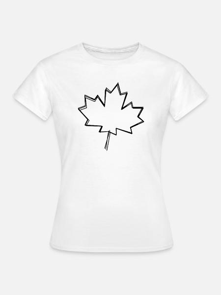 Ahornblatt handgezeichnet - Frauen T-Shirt - Weiß
