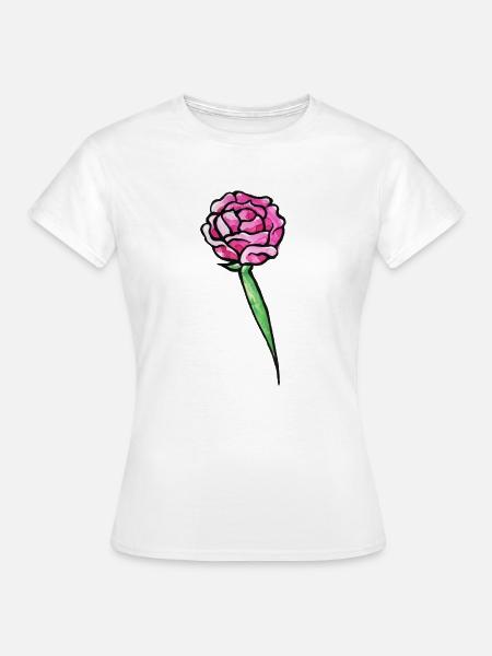 Rosa Aquarell Rosenblüte - Frauen T-Shirt - Weiß