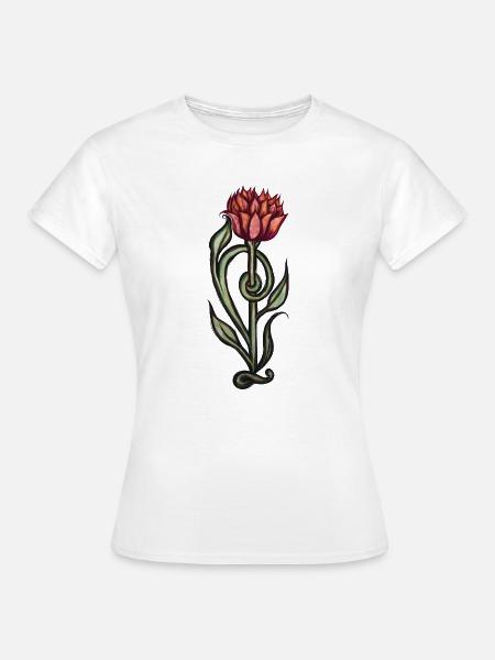 Karmesinrote Flammenblüte - Frauen T-Shirt - Weiß