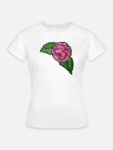 Rosa Pfingstrose auf schwarzer Seide - Frauen T-Shirt - Weiß