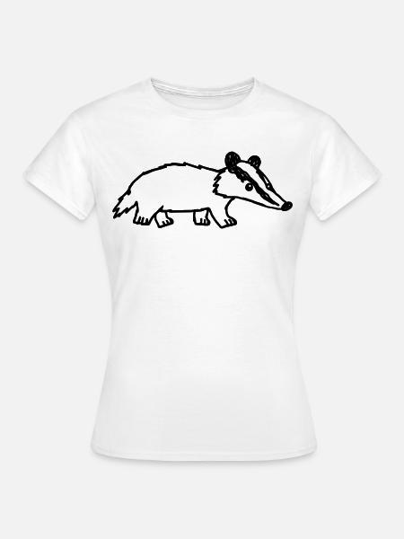 Dachs im Kinder-Kritzelstil - Frauen T-Shirt - Weiß