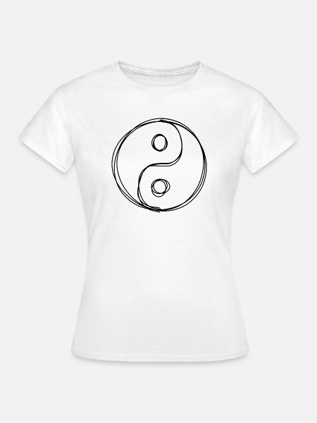 Yin und Yang handgezeichnet - Frauen T-Shirt - Weiß