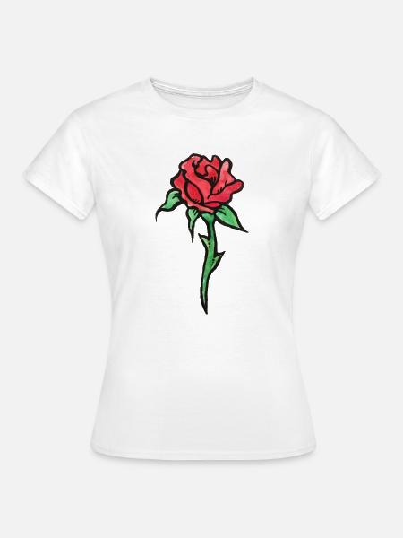 Crimson Rose Aquarell-Skizze - Frauen T-Shirt - Weiß