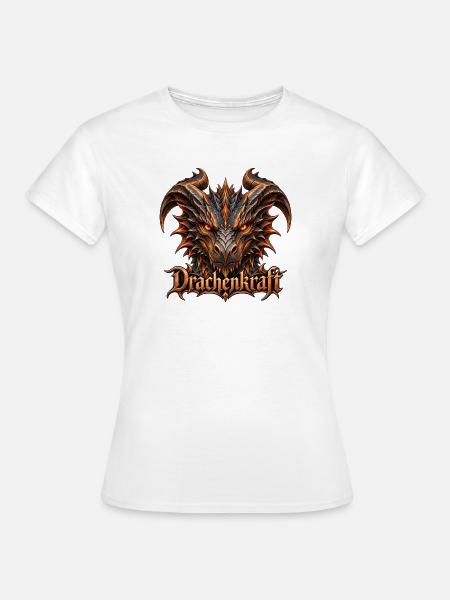 Drachenkraft – Dunkler Fantasy-Drache - Frauen T-Shirt - Weiß