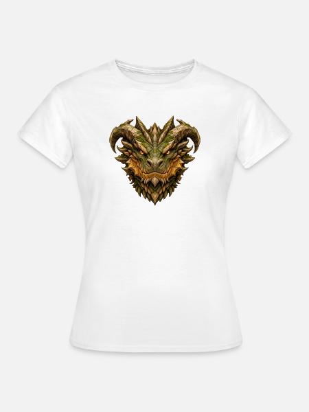 Steindrache – Mächtiger Drachenkopf aus Fels - Frauen T-Shirt - Weiß