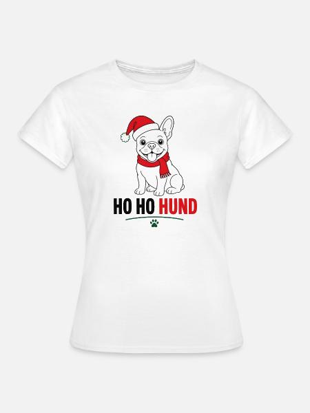 Weihnachts-Hund im Santa-Look - Frauen T-Shirt - Weiß