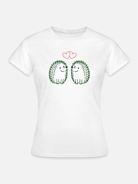 Herzchen-Igel Duo Liebesillustration - Frauen T-Shirt - Weiß