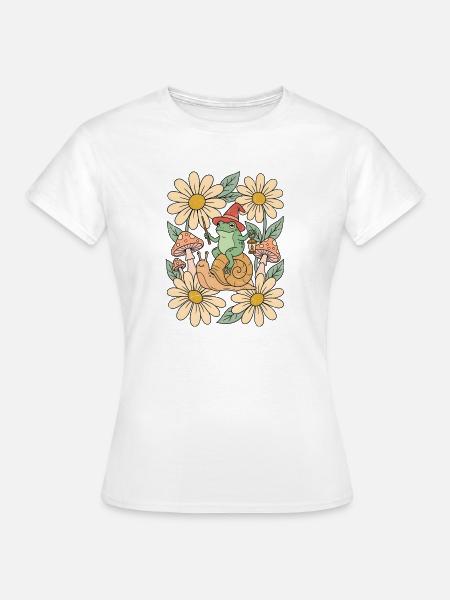 Froschzauberer reitet Schnecke Retro - Frauen T-Shirt - Weiß