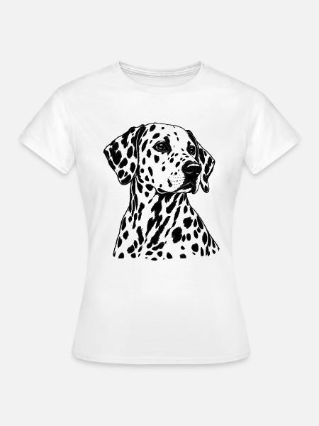 Dalmatiner – Schwarz Weiß Hundeporträt - Frauen T-Shirt - Weiß