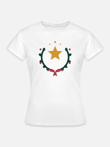 Weihnachtsstern im Kranz aus Winterzweigen - Frauen T-Shirt - Weiß