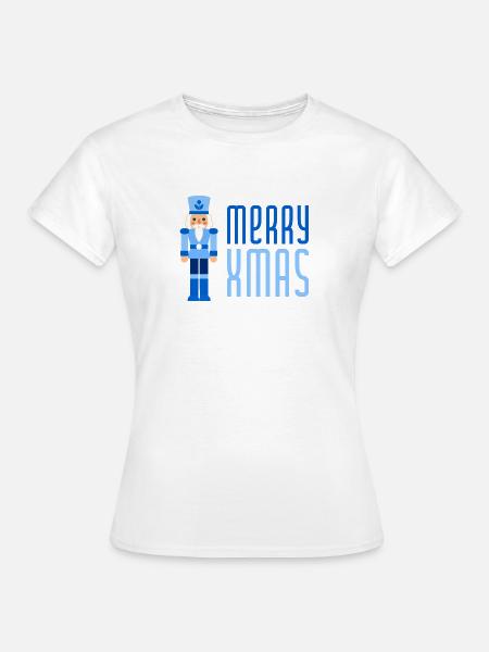Merry Xmas Nussknacker blau - Frauen T-Shirt - Weiß