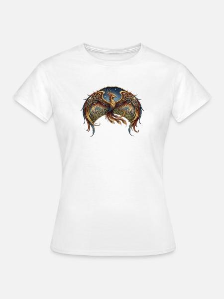 Keltischer Phönix im Sternenflug - Frauen T-Shirt - Weiß