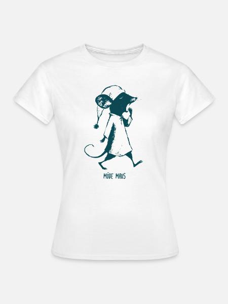 Müde Maus Schlafenszeit - Frauen T-Shirt - Weiß