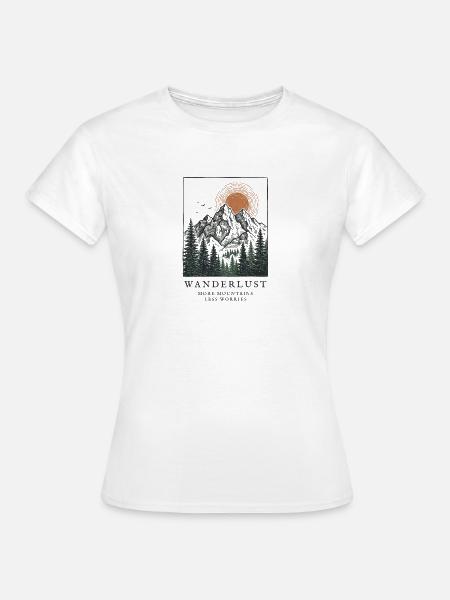 Wanderlust: Berge, Wald und Sonne - Frauen T-Shirt - Weiß