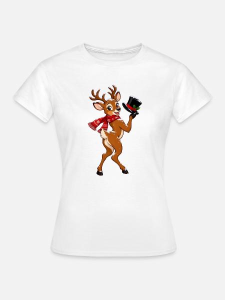 Winterhirsch mit Schal - Frauen T-Shirt - Weiß
