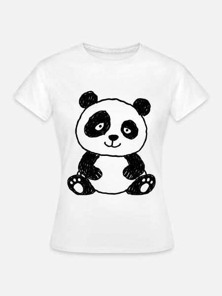 Niedlicher Panda im Kinder-Kritzelstil - Frauen T-Shirt - Weiß