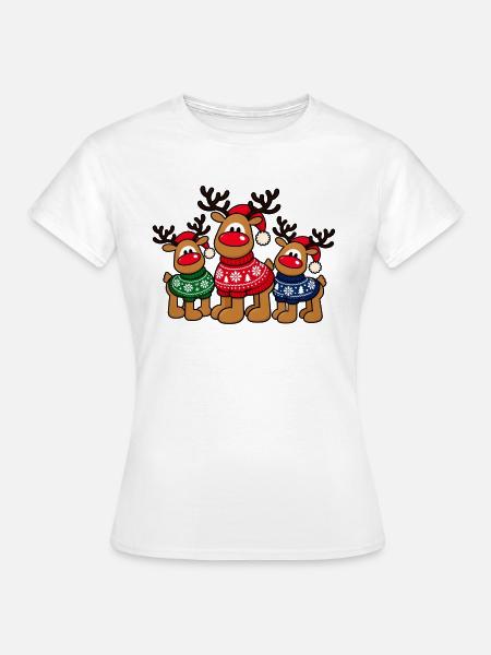 Weihnachts-Elche – Christmas Crew - Frauen T-Shirt - Weiß