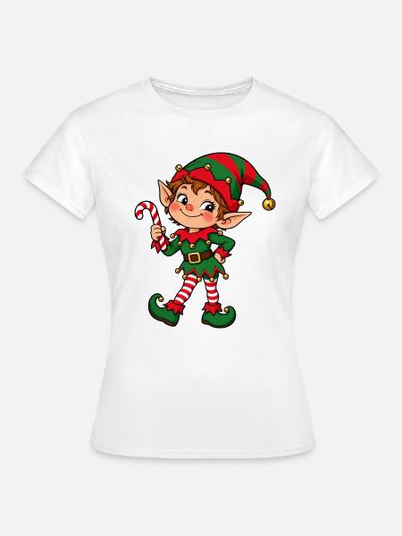 Freche Weihnachtselfe mit Zuckerstange - Frauen T-Shirt - Weiß