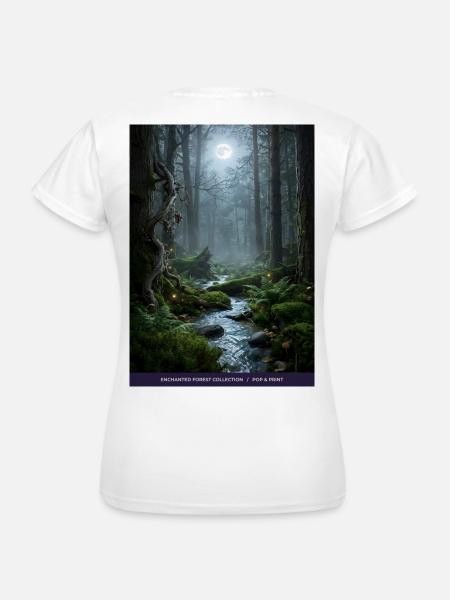 Mondnacht verzauberter Wald - Frauen T-Shirt - Weiß