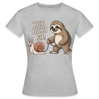 Zieh nicht so - Schnecke und Faultier - Frauen T-Shirt - Grau meliert - Vorne - AI Model Female 172 dark (172cm)