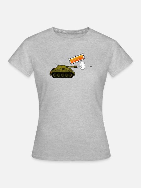 Panzer - Boom - Frauen T-Shirt - Grau meliert