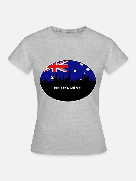 Melbourne-Australien-Flaggen-Skyline-Schattenbild-Reise - Frauen T-Shirt - Grau meliert