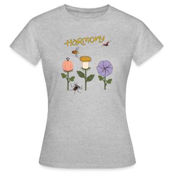Harmony Flowers - Women's T-Shirt - heather grey - Front - AI Model Female 172 dark (172cm)