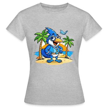 Blue Jay Lustige Cartoon Sommer Strand Sonnenbrille - Frauen T-Shirt - Grau meliert - Vorne - AI Model Female 172 dark (172cm)