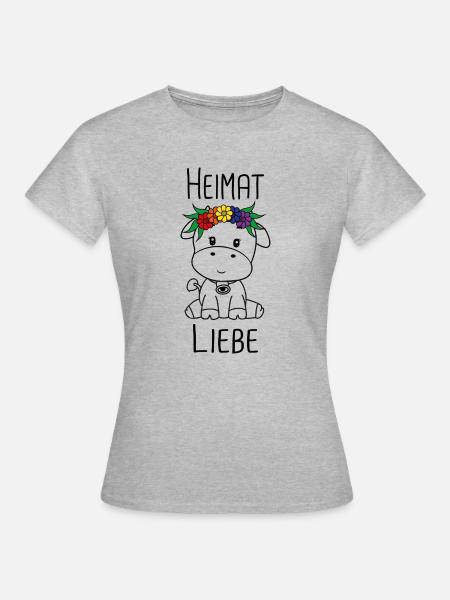 Kuh Heimat Liebe - Frauen T-Shirt - Grau meliert