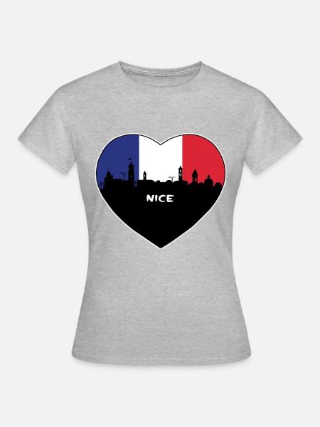 Nizza Frankreich Flagge Skyline Reise Souvenir - Frauen T-Shirt - Grau meliert
