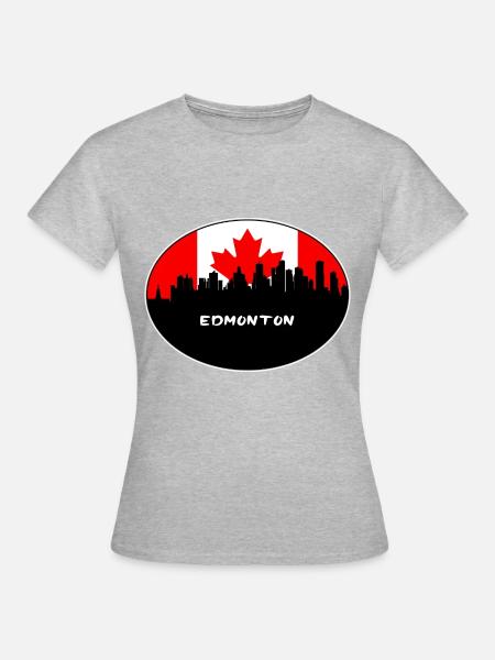 Edmonton Kanada-Flaggen-Skyline-Schattenbild-Reise - Frauen T-Shirt - Grau meliert