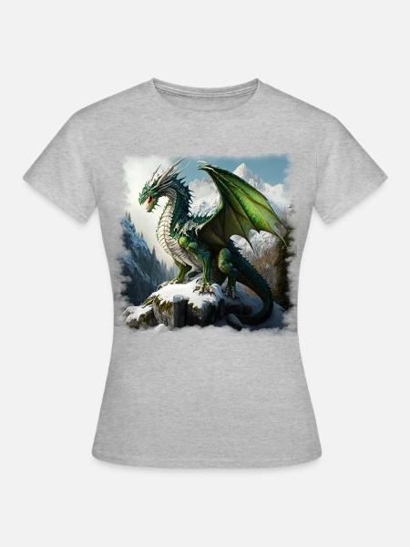 Fantasy Dragon - Frauen T-Shirt - Grau meliert