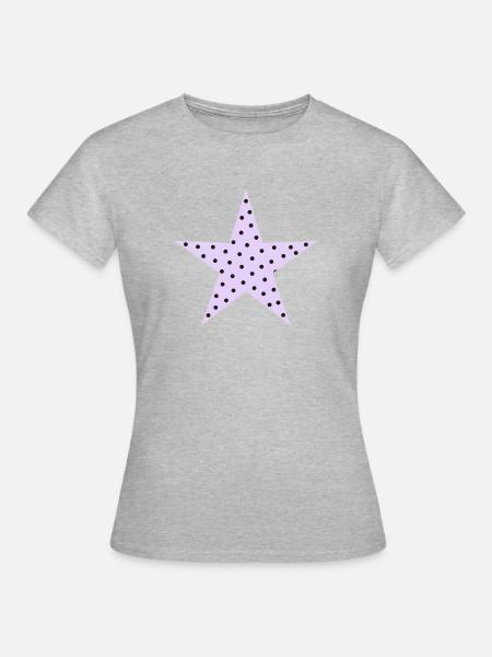 Sternlila-schwarze Punktpunkte - Frauen T-Shirt - Grau meliert