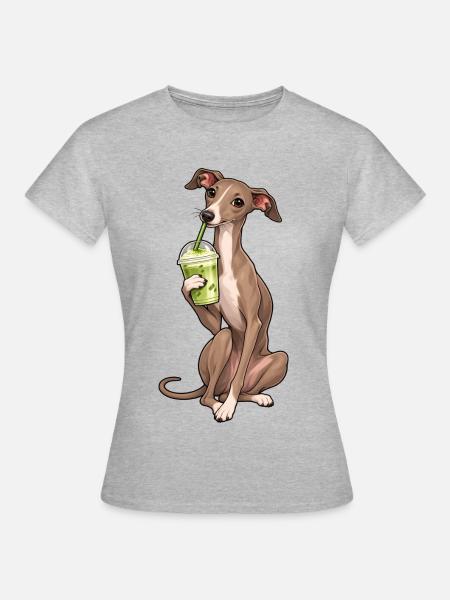 Italienisches Windspiel mit Matcha Latte - Frauen T-Shirt - Grau meliert