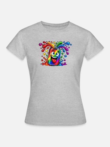 Regenbogen Dose Spaß - Frauen T-Shirt - Grau meliert
