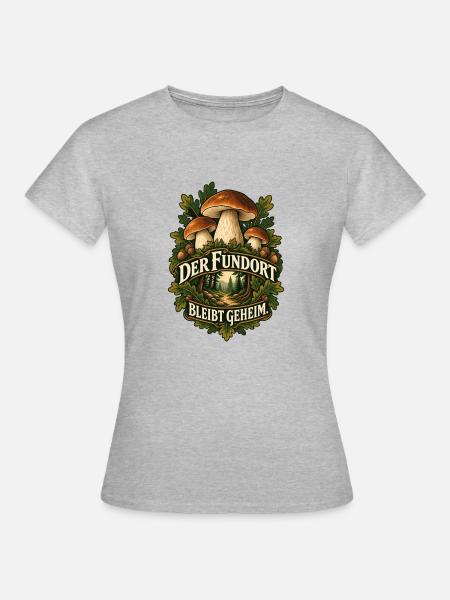 Fundort bleibt geheim Pilzwald - Frauen T-Shirt - Grau meliert