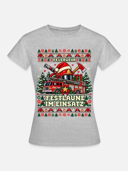 Feuerwehr - Festlaune im Einsatz - Frauen T-Shirt - Grau meliert