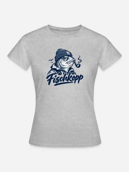 Fischkopp - Fisch - Nordsee - Ostsee - Spruch - Frauen T-Shirt - Grau meliert