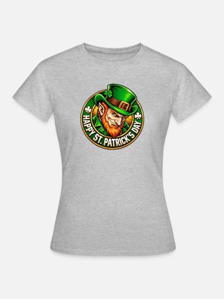 Grüner Leprechaun Charme - Frauen T-Shirt - Grau meliert