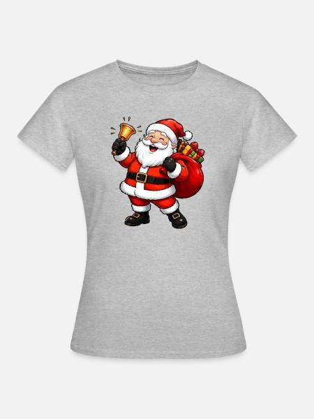 Weihnachtsmann Comic - Frauen T-Shirt - Grau meliert