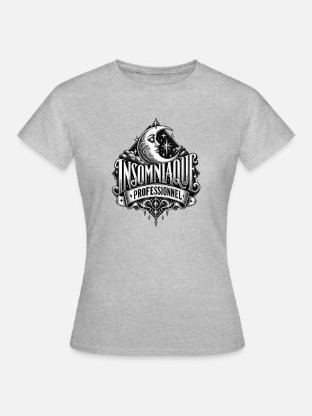 Professioneller Schlafloser (Schwarzweiß) - Frauen T-Shirt - Grau meliert