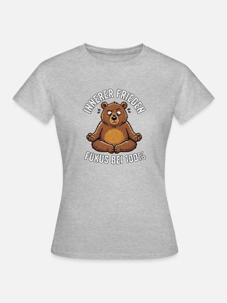 Lustiger Yoga Bär - Frauen T-Shirt - Grau meliert