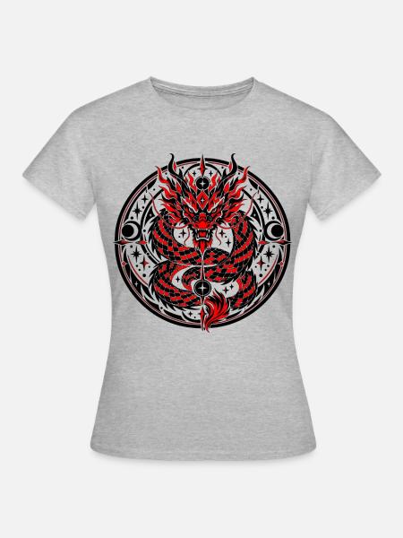 Himmlisches chinesisches Drachenemblem - Frauen T-Shirt - Grau meliert