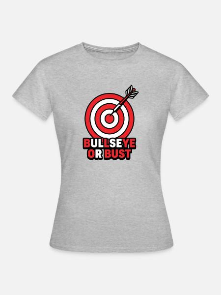 Bullseye oder Büste – Bogenschießdarts Zielabzeichen - Frauen T-Shirt - Grau meliert