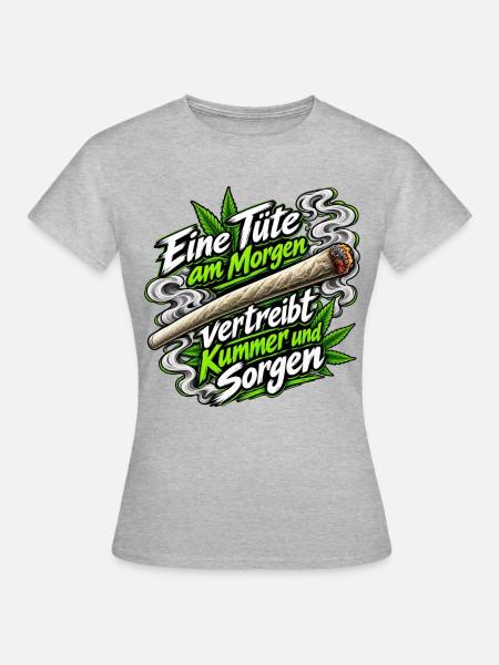 Morgen-Tüte vertreibt Kummer - Frauen T-Shirt - Grau meliert