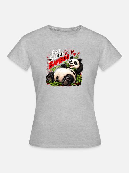 Eat Sleep Bamboo Panda - Frauen T-Shirt - Grau meliert