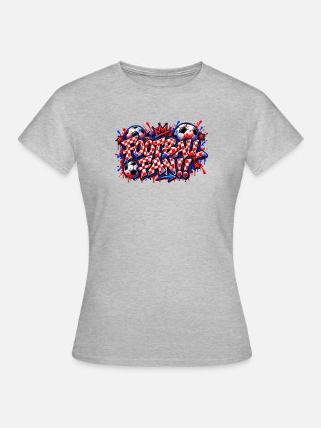 FUSSBALLFAN – Rotes Schachbrett-Graffiti, das zuschlägt - Frauen T-Shirt - Grau meliert