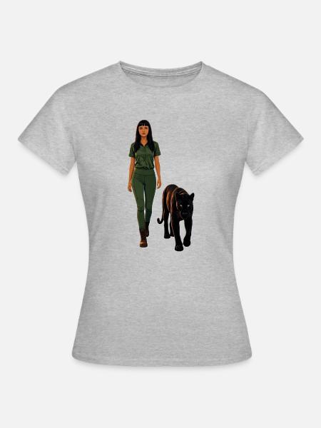 Panther - Frauen T-Shirt - Grau meliert